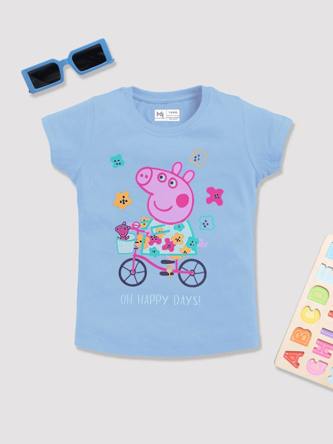 

YK X Minute Mirth Peppa Pig Printed Pure Cotton T-shirt, Blue