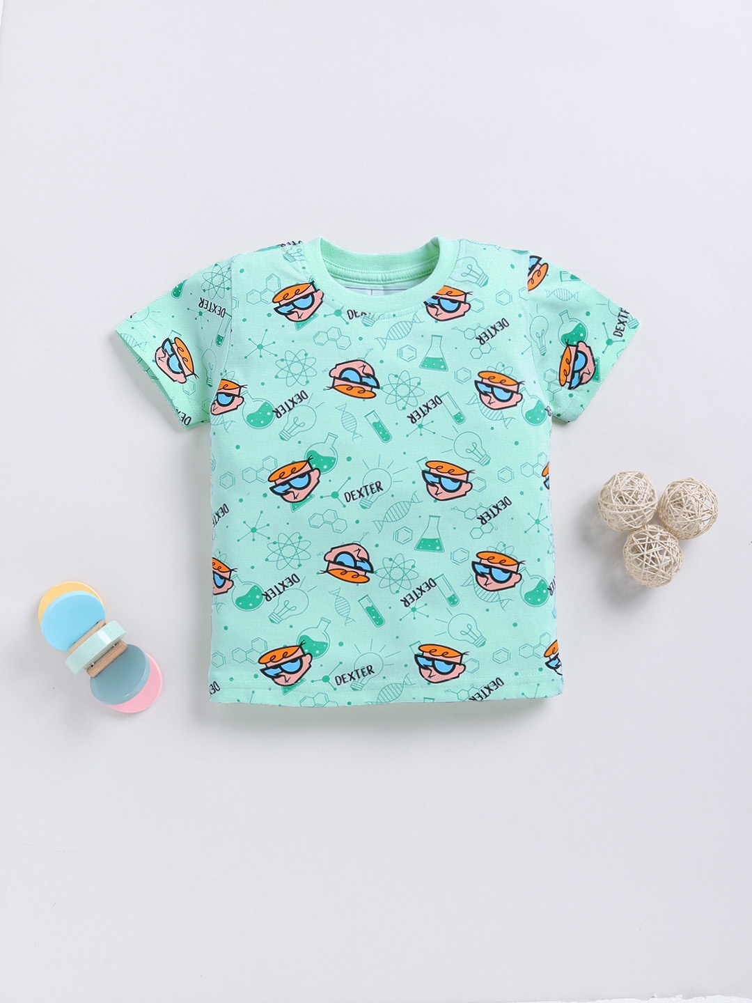 

YK X Minute Mirth Infant Boys Dexter Printed Pure Cotton T-shirt, Green