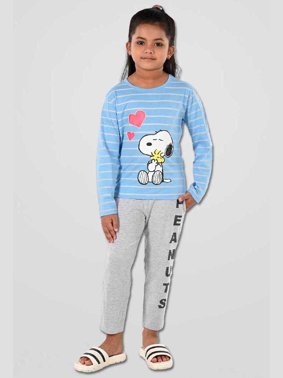 

Here&Now X Denikid Girls Pure Cotton Printed T-shirt with Trousers, Blue