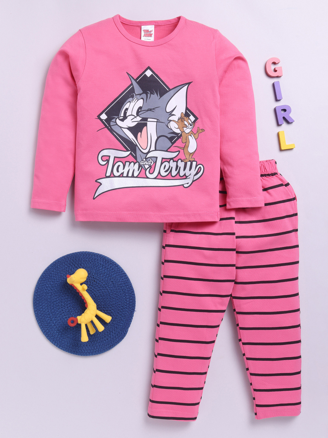 

Here&Now X Denikid Girls Cotton Printed T-shirt with Leggings, Pink