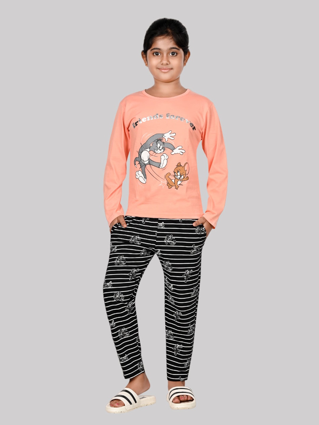 

Here&Now X Denikid Girls Cotton Printed T-shirt with Leggings, Orange