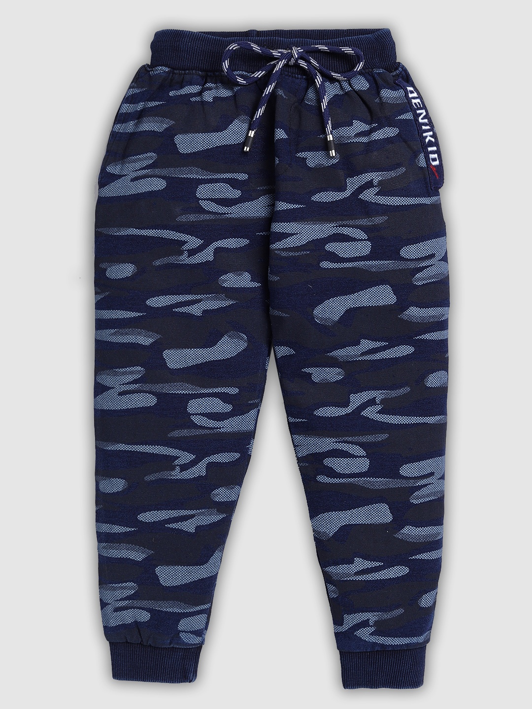 

Here&Now X Denikid Boys Camouflage Printed Cotton Joggers, Navy blue