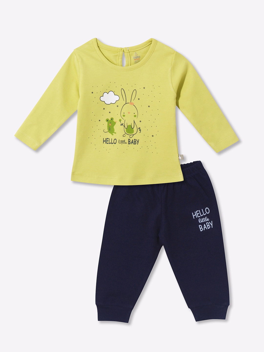 

YK X Tinyo Infant Girls Pure Cotton Printed T-shirt & Joggers, Green