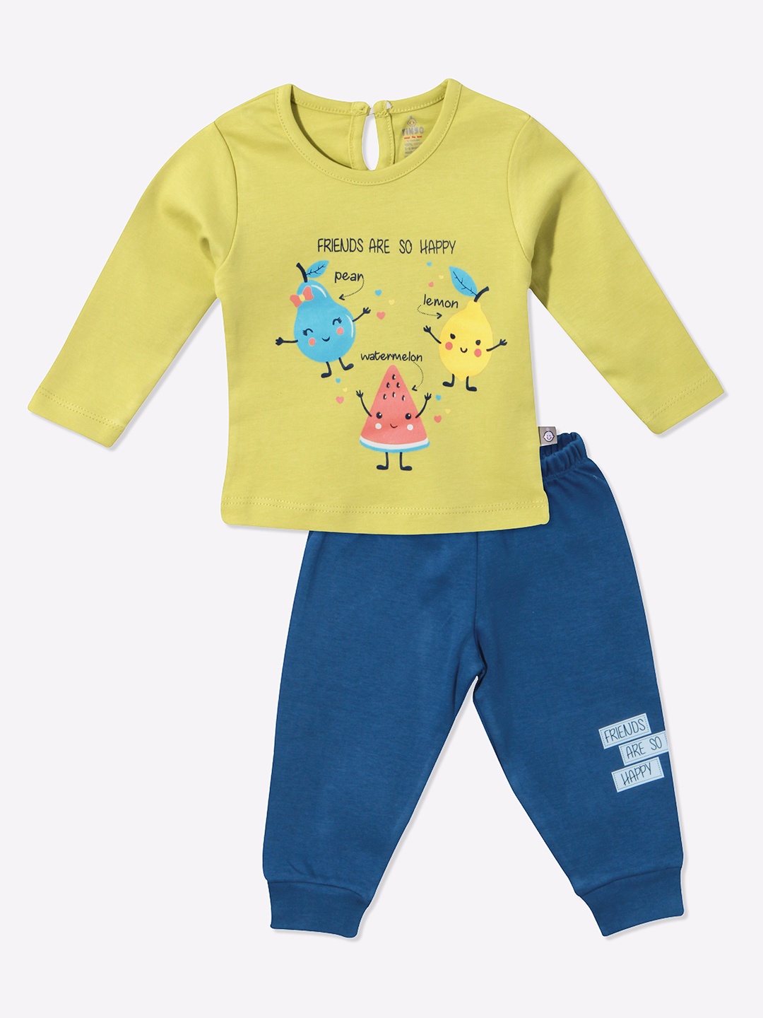 

YK X Tinyo Infant Girls Pure Cotton Printed T-shirt & Joggers, Green