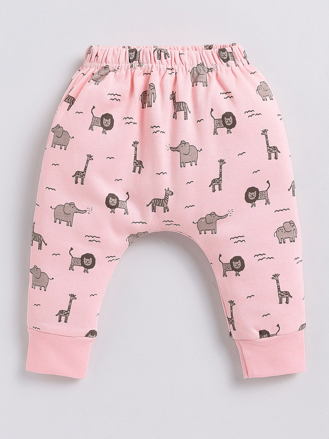 

YK X Tinyo Infant Girls Mid-Rise Printed Cotton Joggers, Pink