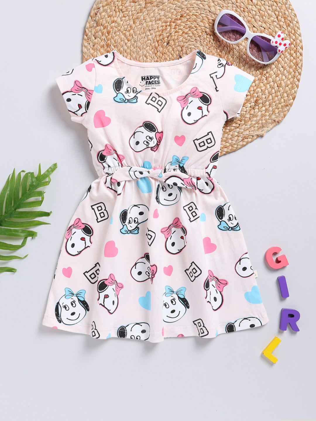 

Happy Faces Girls Peanuts Printed A-Line Dress, Peach