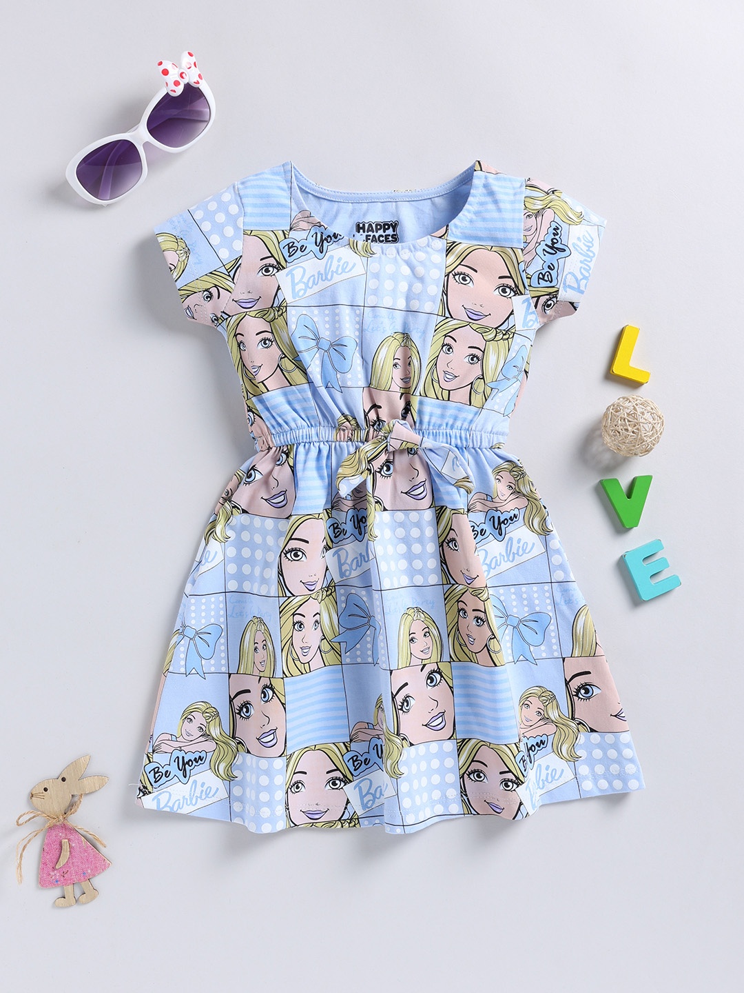

Happy Faces Girls Barbie Printed A-Line Dress, Blue