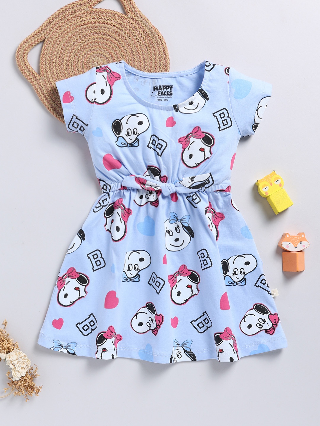 

Happy Faces Girls Peanuts Printed A-Line Dress, Blue