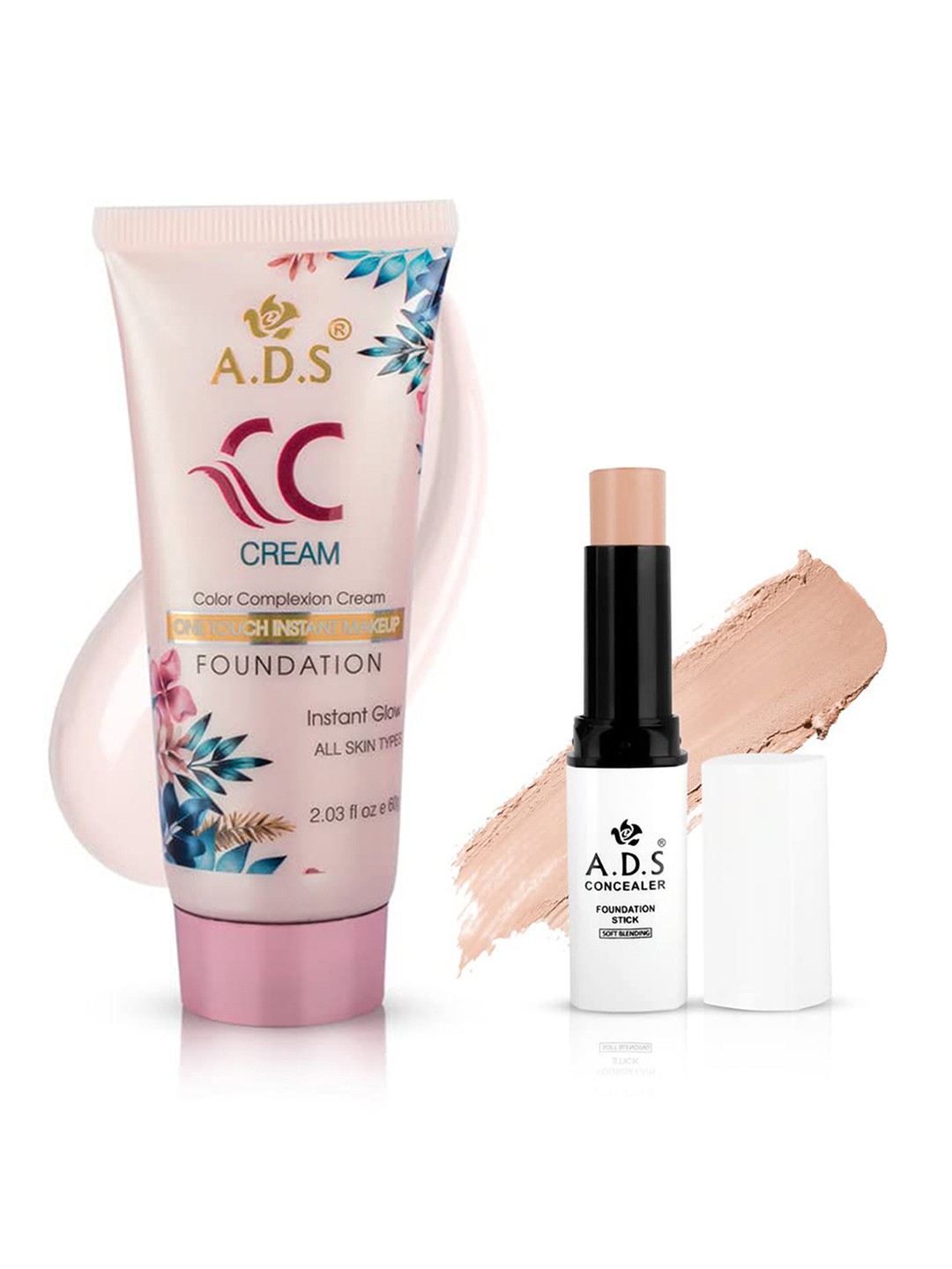 

A.D.S Instant Glow CC Cream 60 g With Concealer Stick 15 g, Nude