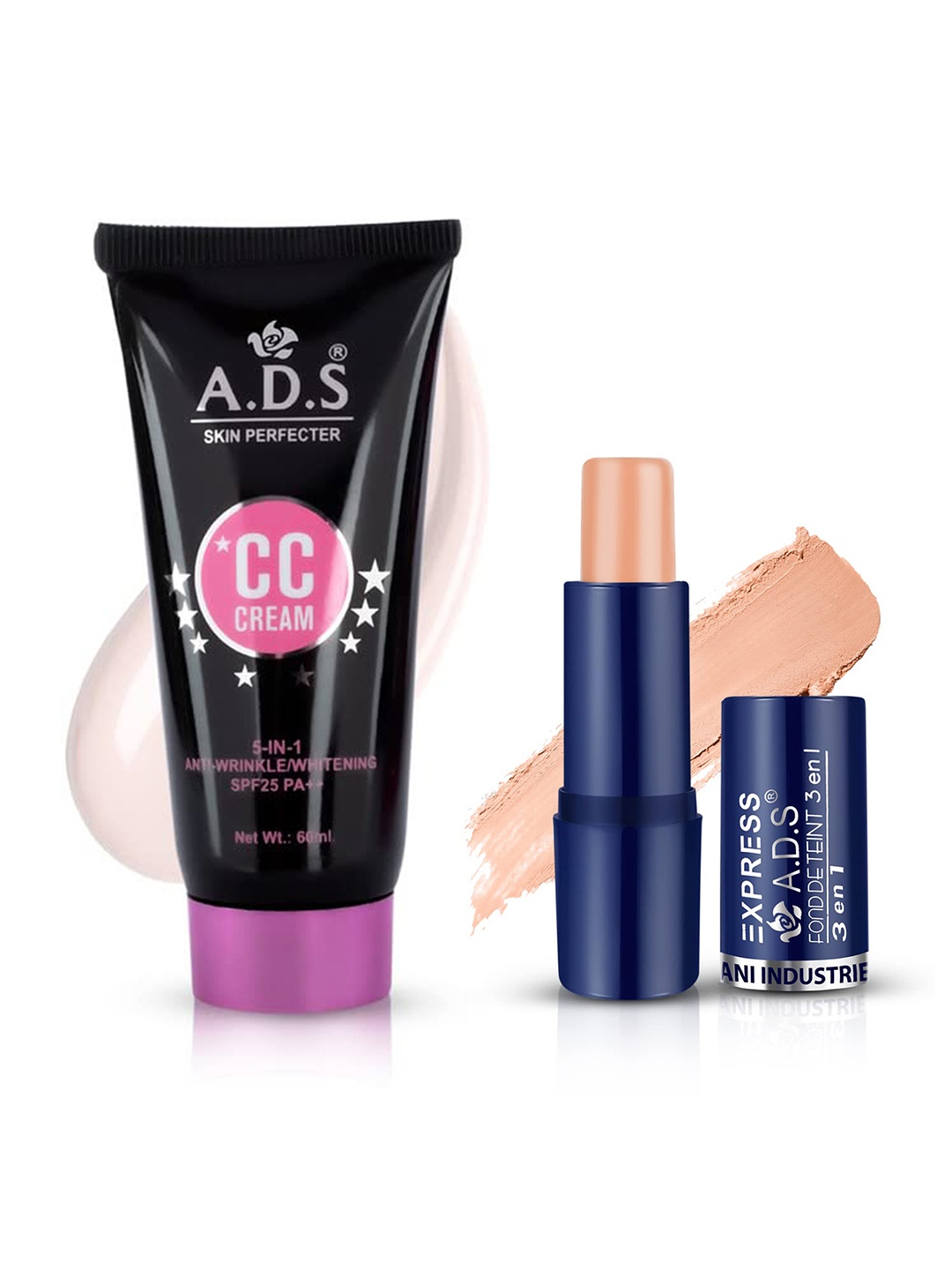 

A.D.S Set Of 2 Makeup Combo CC Cream & Concealer, Nude