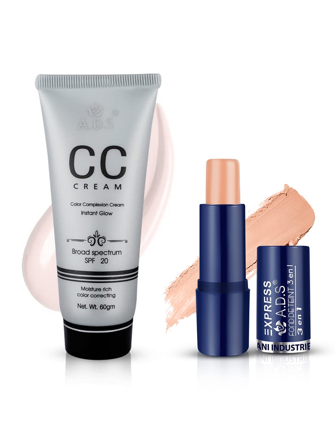 

A.D.S Set Of 2 Makeup Combo CC Cream & Concealer, Nude