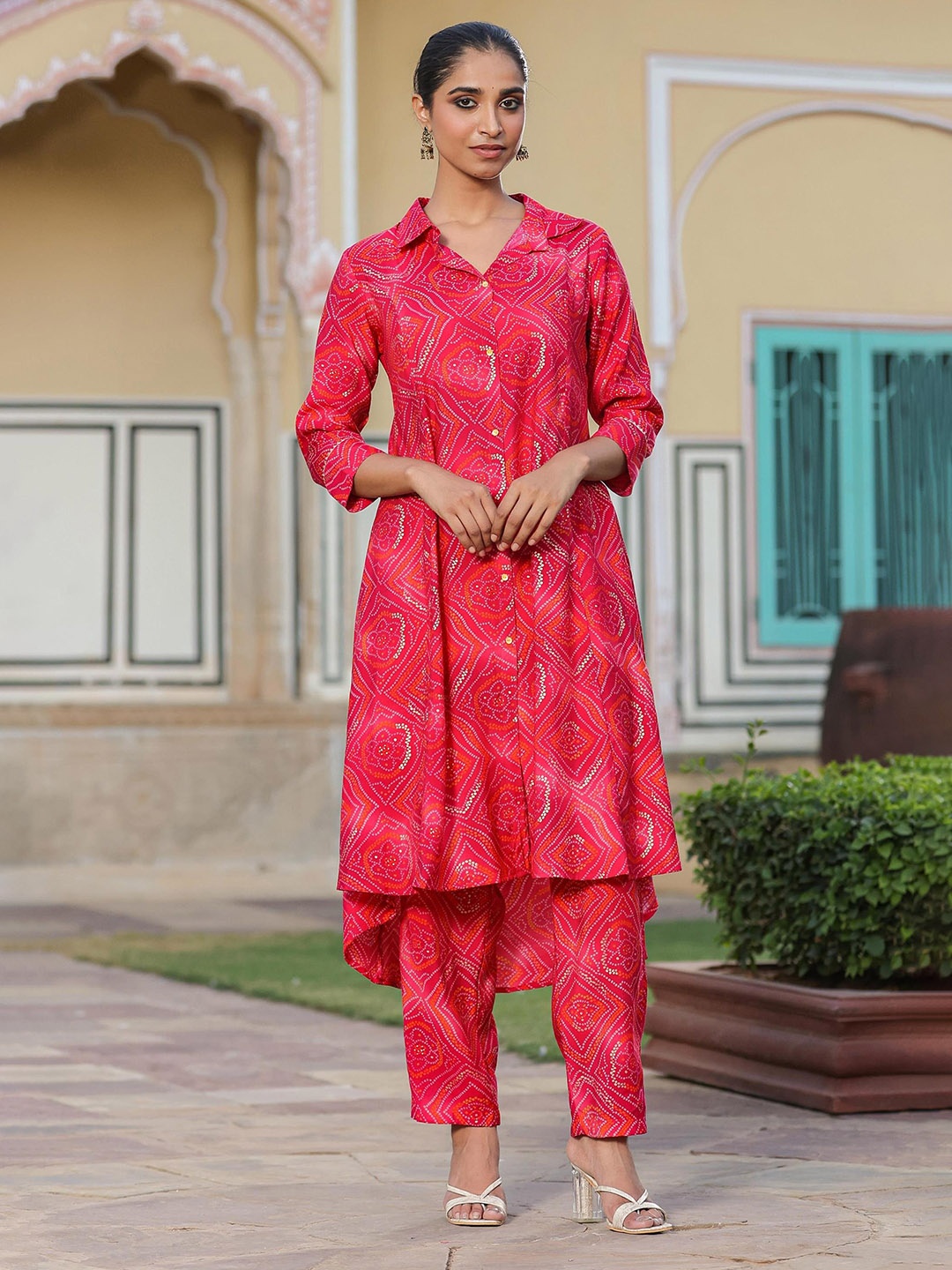 

SCAKHI Bandhani Printed Tunic With Trousers, Pink