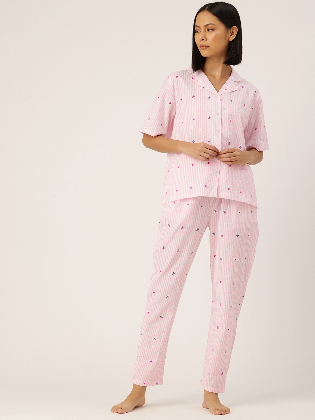

ETC Striped Night suit, Pink