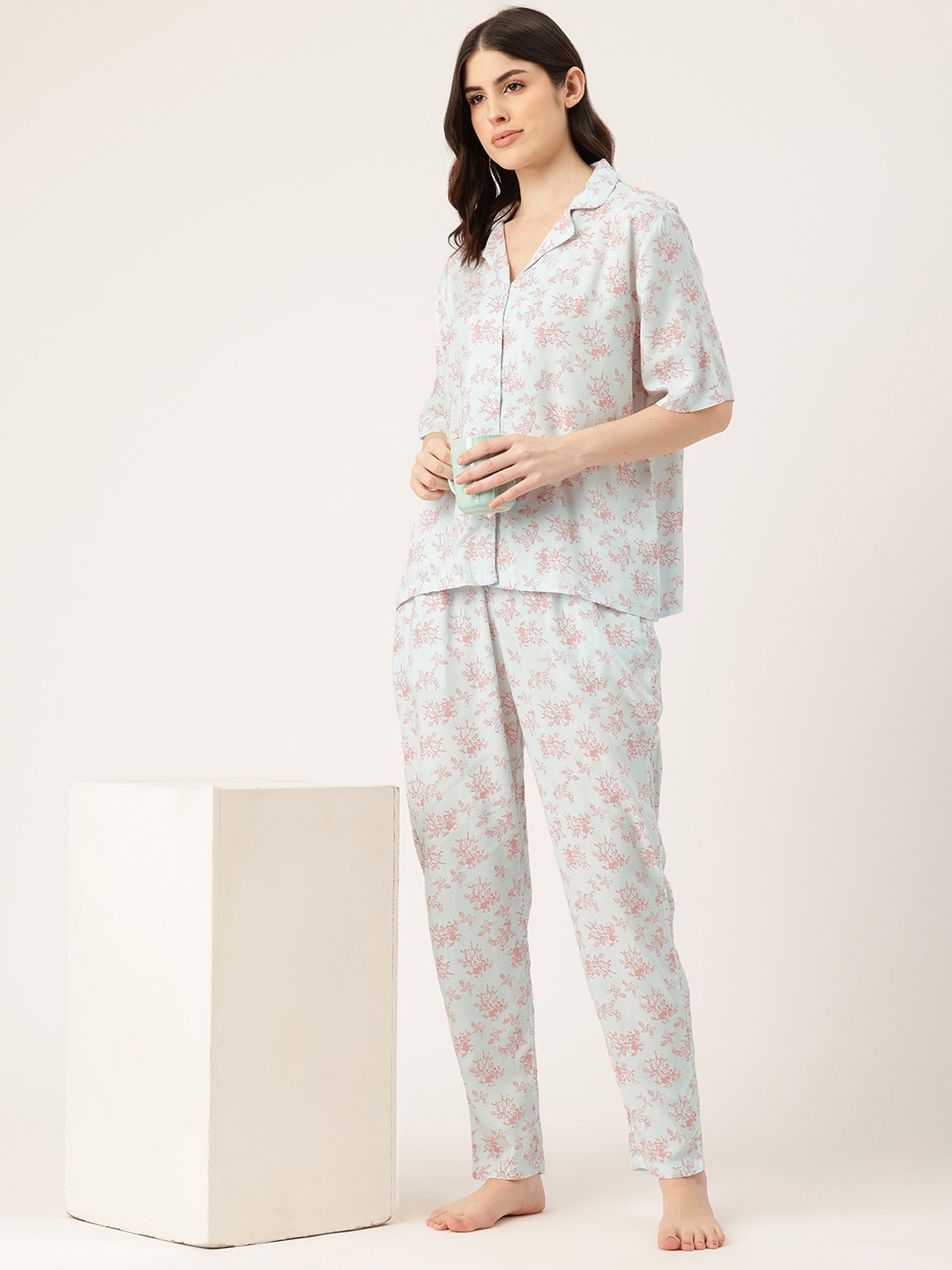 

ETC Floral Printed Night suit, Blue