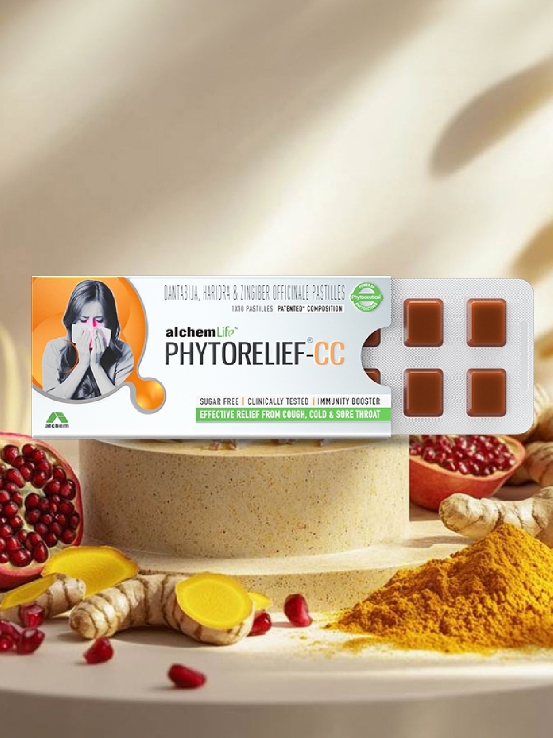 

Alchem Phytorelief-CC Immunity Lozenges For Cough-10 Pastilles, Brown
