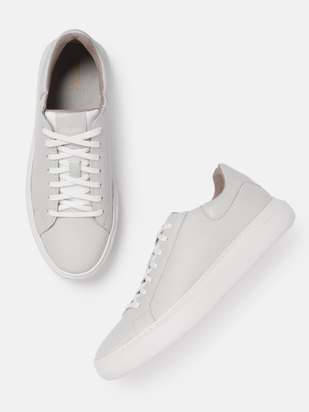 

Geox Men Moisture Wicking Leather Sneakers, White