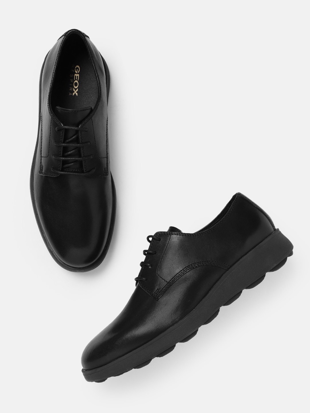 

Geox Men Leather Derbys, Black