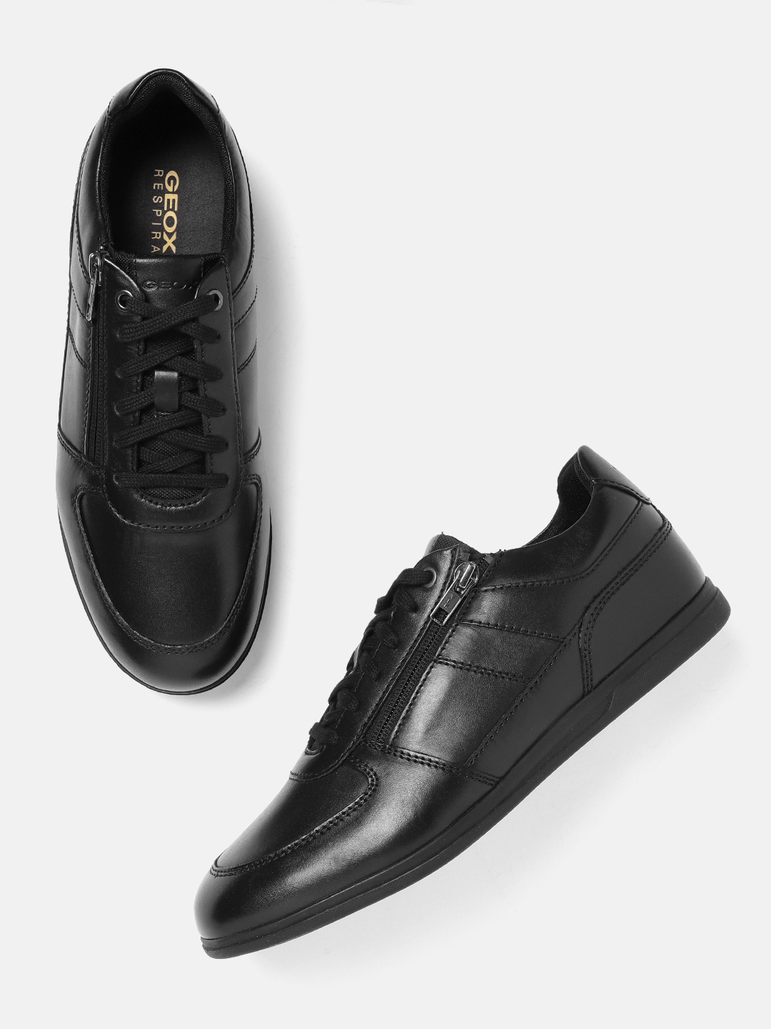 

Geox Men Leather Sneakers, Black