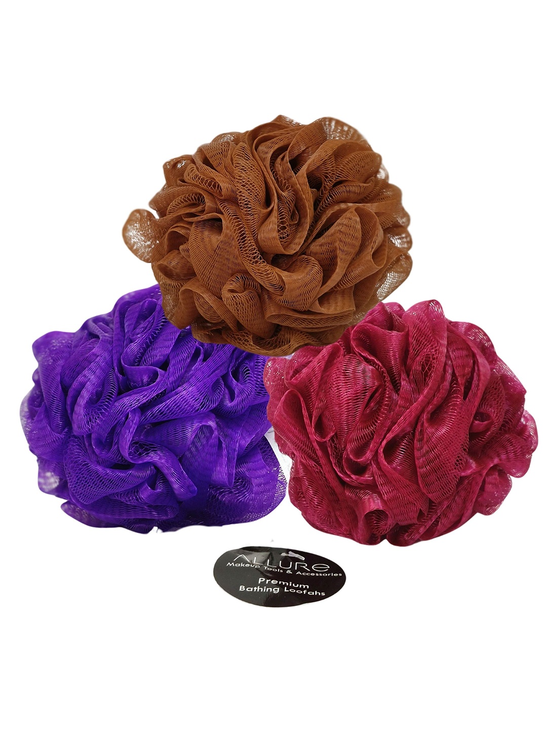 

Allure Pack of 3 Assorted Coloured Extra Large Luxury Loofah Sponge, Brown