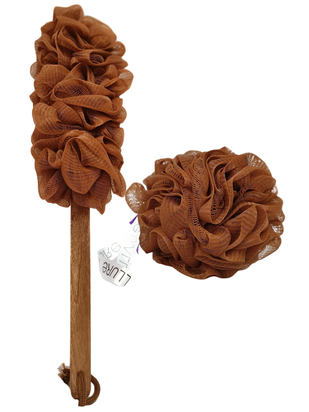 

Allure Pack of 2 Assorted Colored Wooden Bath Brush & Loofah, Rust