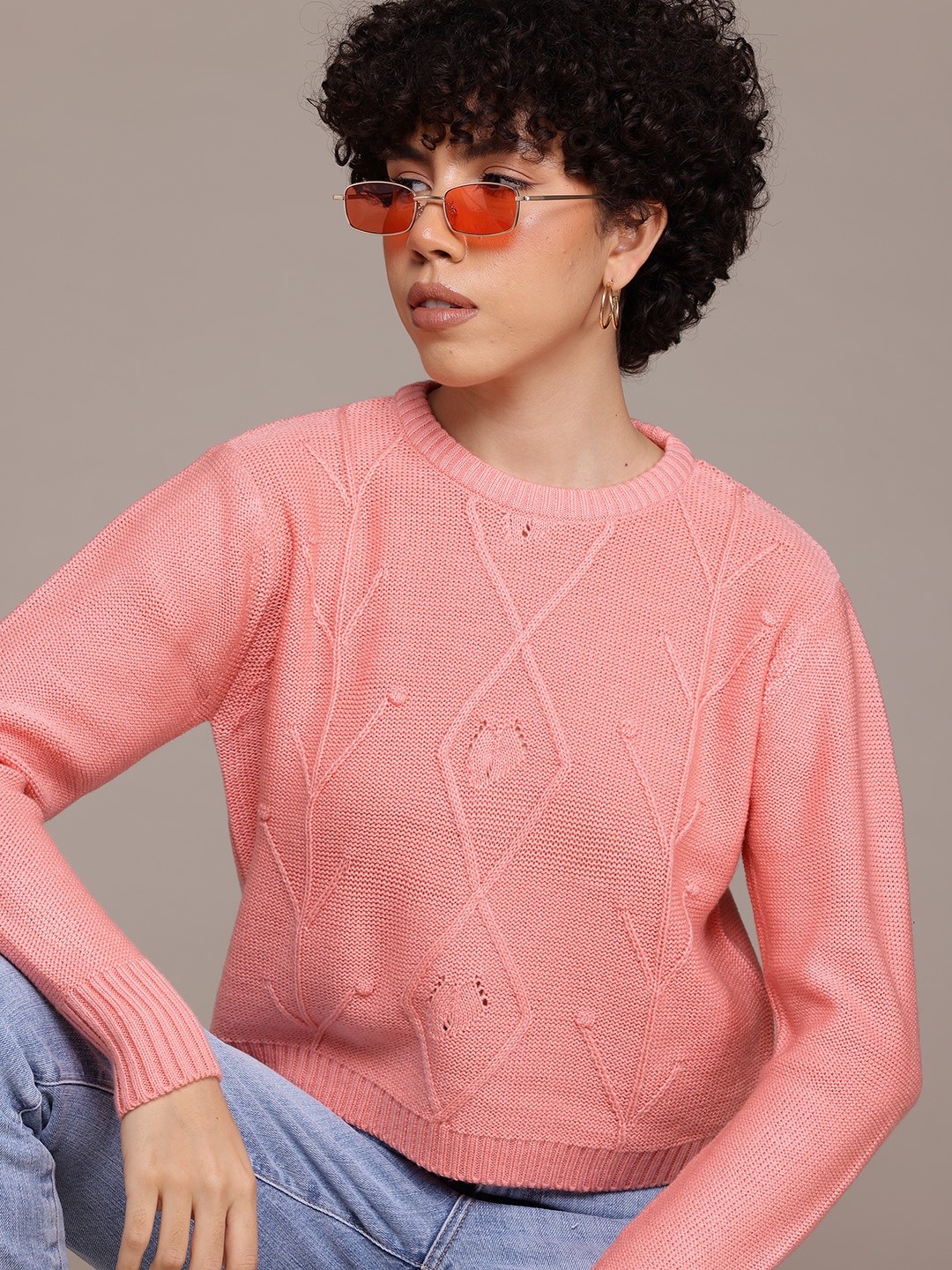 

Roadster Cable Knit Pullover, Pink