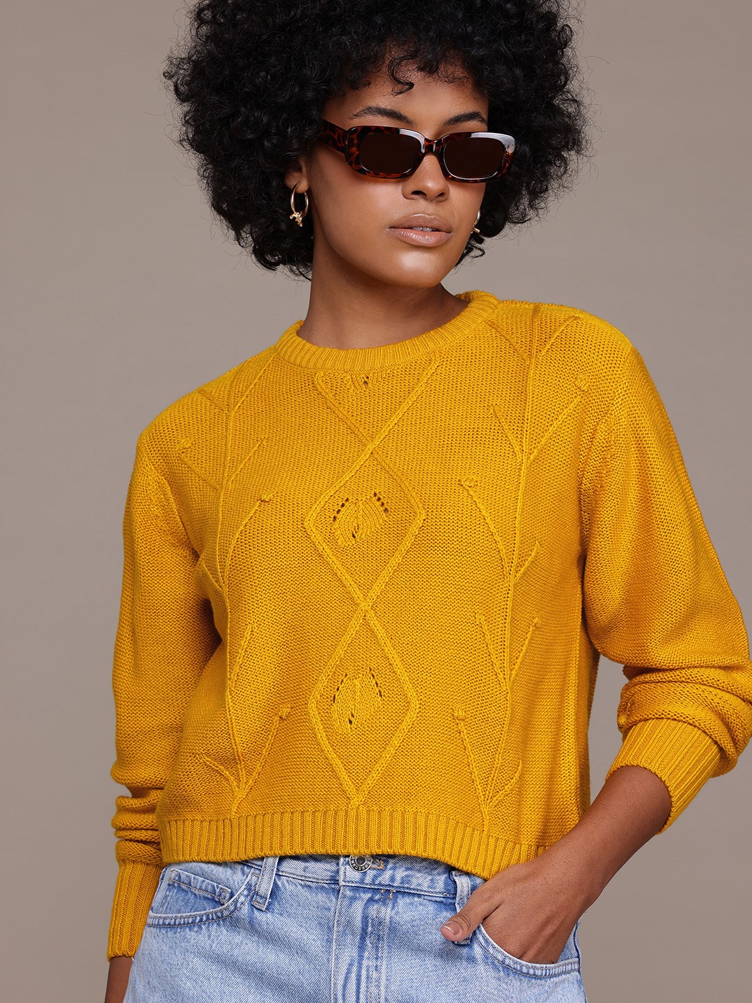 

Roadster Cable Knit Pullover, Yellow