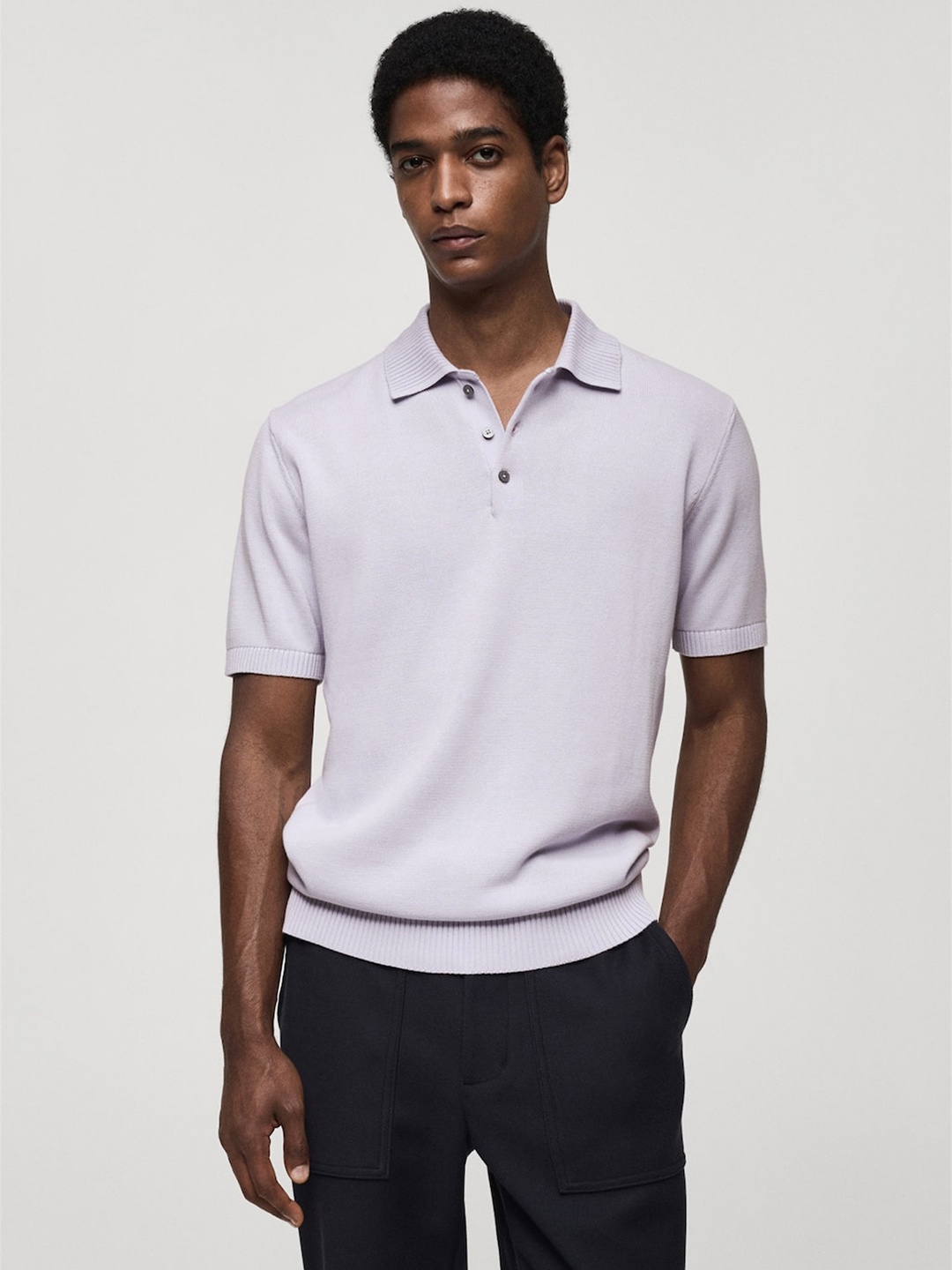 

MANGO MAN Polo Collar T-shirt, Lavender
