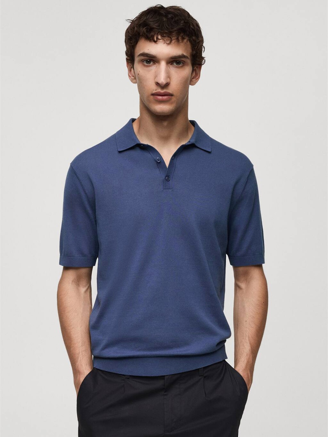 

MANGO MAN Polo Collar T-shirt, Blue