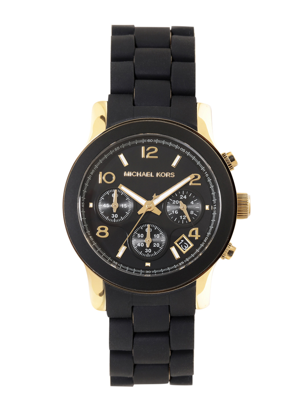 

Michael Kors Women Runway Dial & Stylized Straps Analogue Multi Function Watch MK7385, Black