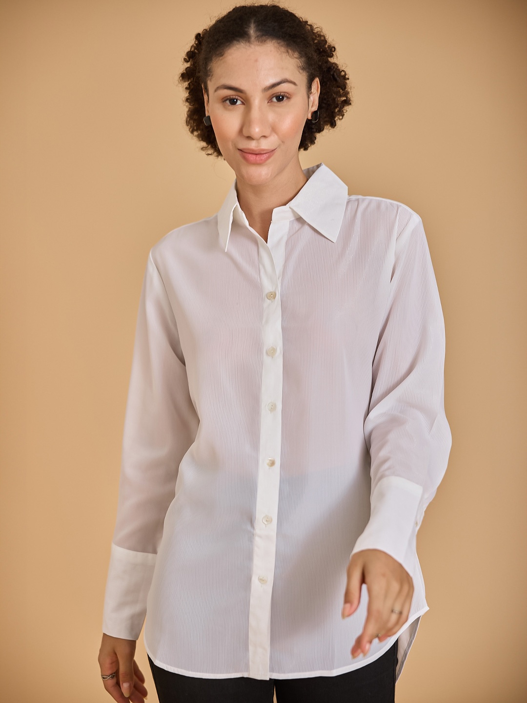

Urban Sundari Women Opaque Casual Shirt, White