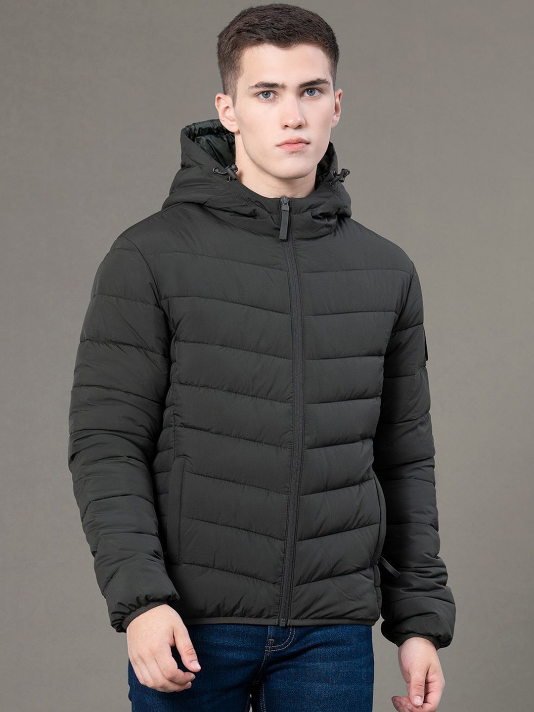 

Red Tape Men Solid Hood Padded Jacket, Black