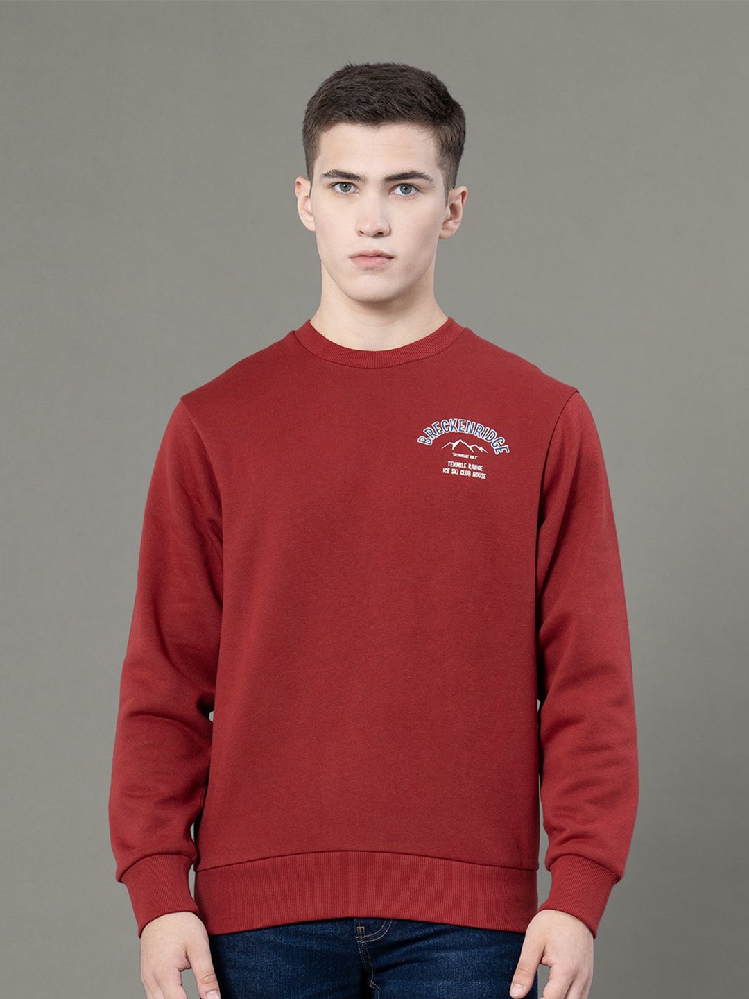 

Red Tape Men Graphic Print Fleece Round Neck Baggy Fit Sweatshirt