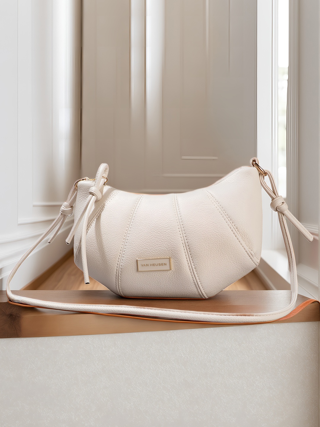 

Van Heusen Self Design Structured Sling Bag, White