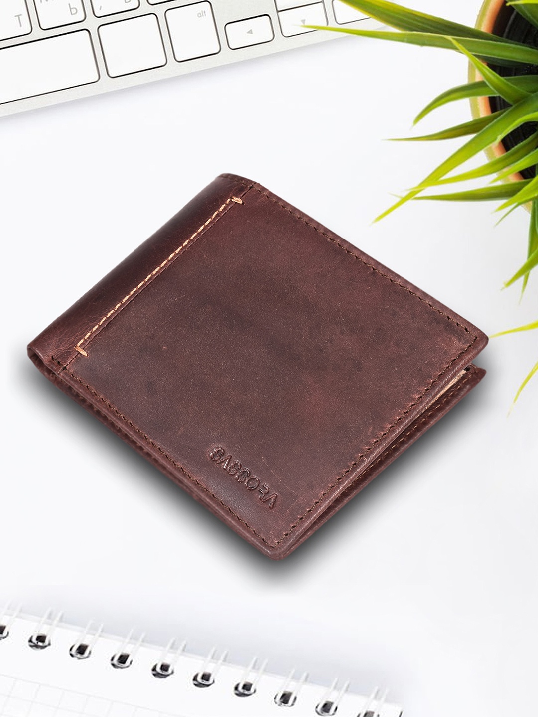 

Sassora Men Embellished Leather Two Fold Wallet, Brown