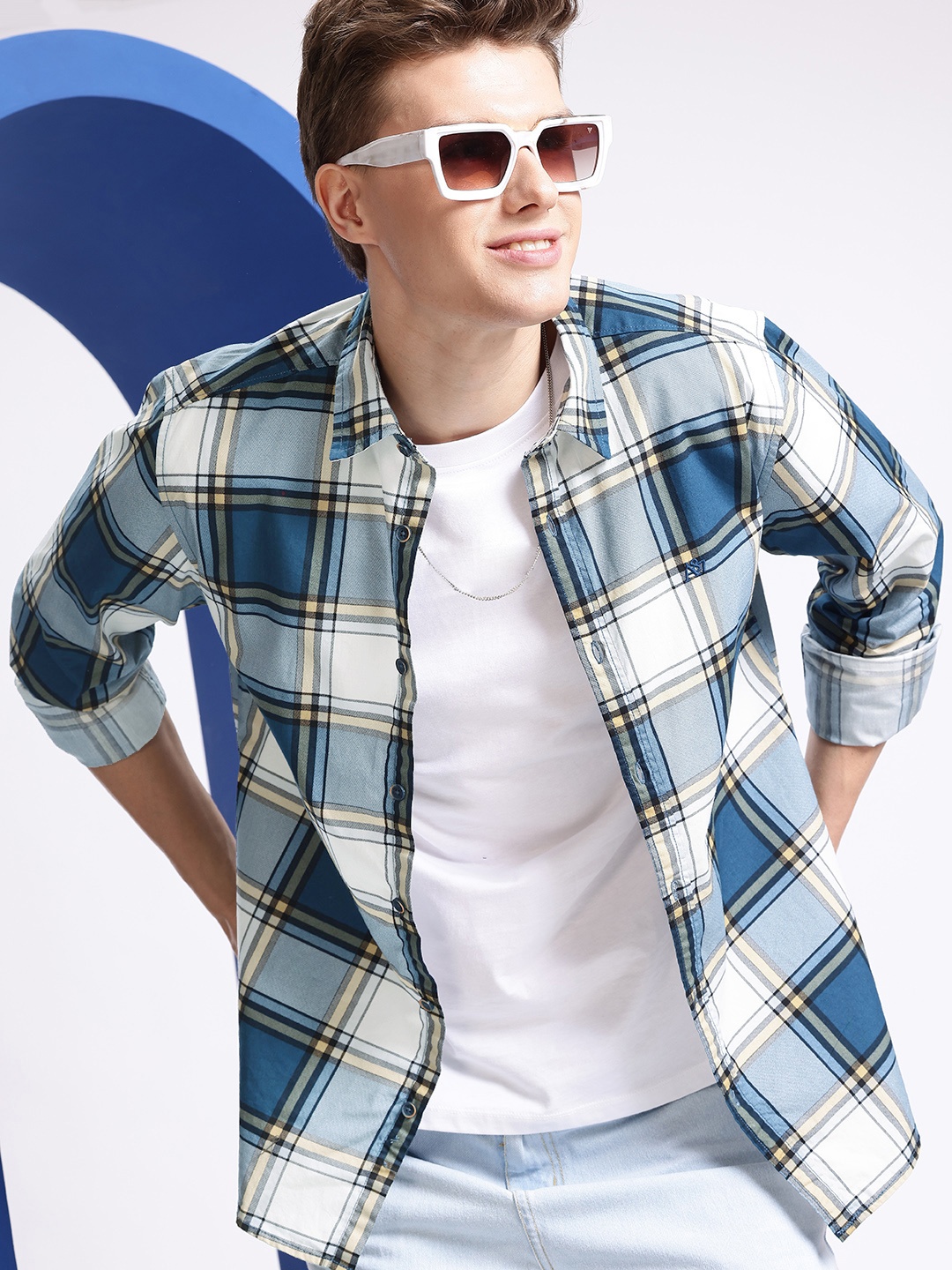 

Aeropostale Opaque Checked Pure Cotton Casual Shirt, White