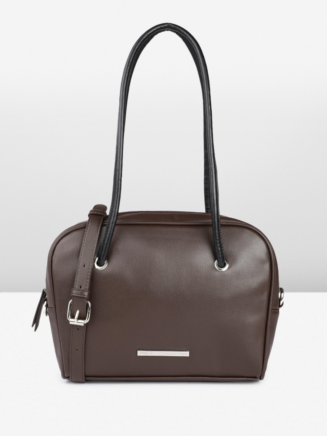 

French Connection Structured Shoulder Bag, Coffee brown