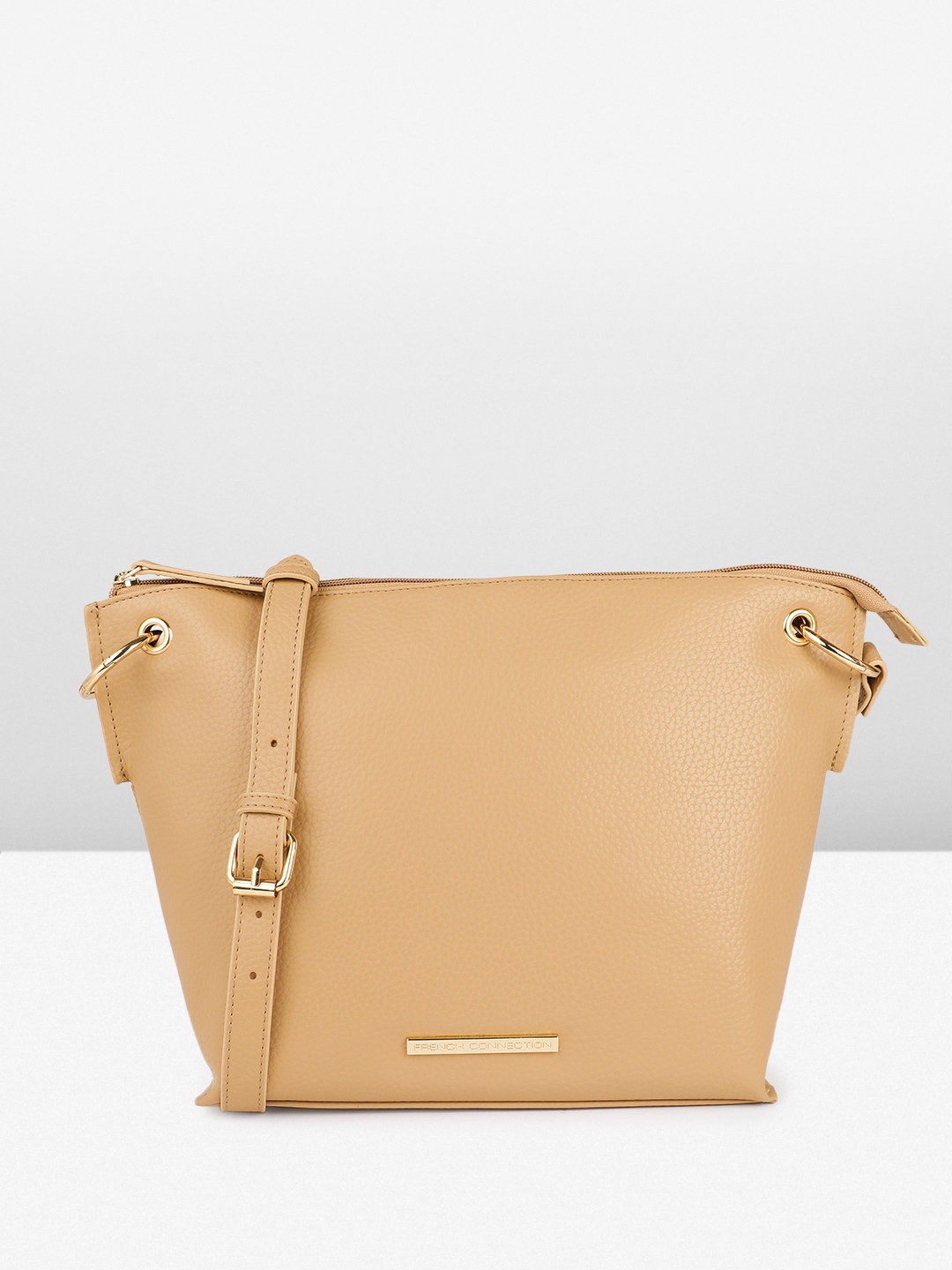 

French Connection Oversized Structured Sling Bag, Beige