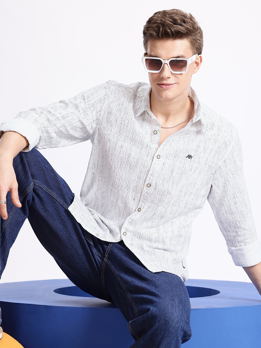 

Aeropostale Opaque Striped Pure Cotton Casual Shirt, White
