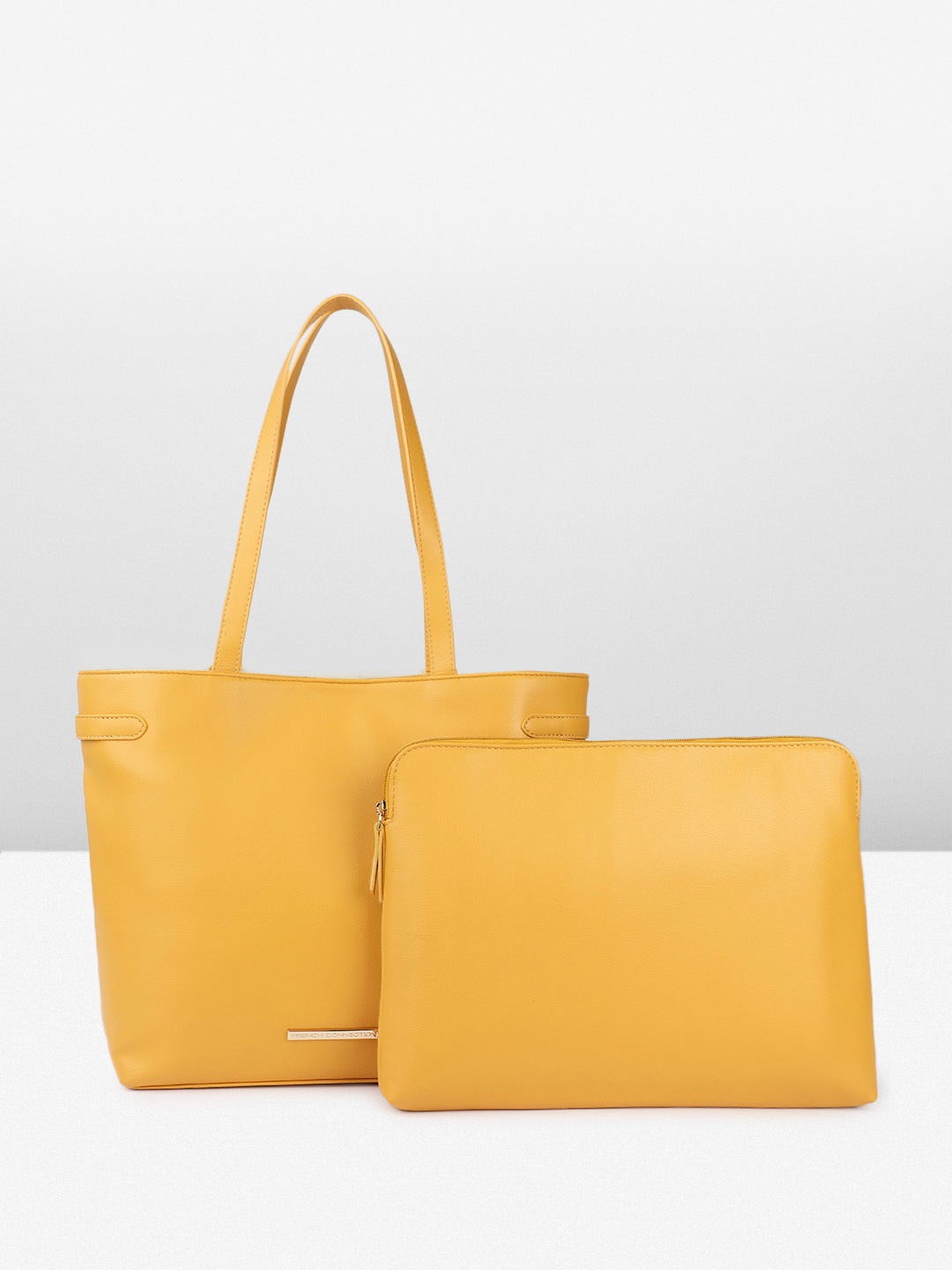 

French Connection Structured Shoulder Bag with Pouch, Mustard