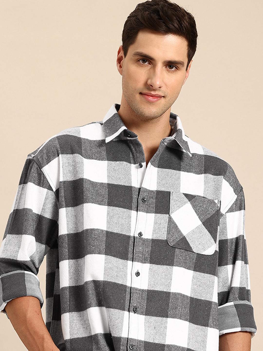 

Mast & Harbour Buffalo Checked Casual Shirt, Grey