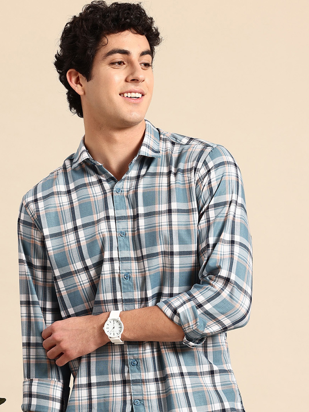 

Mast & Harbour Tartan Checked Casual Shirt, Blue