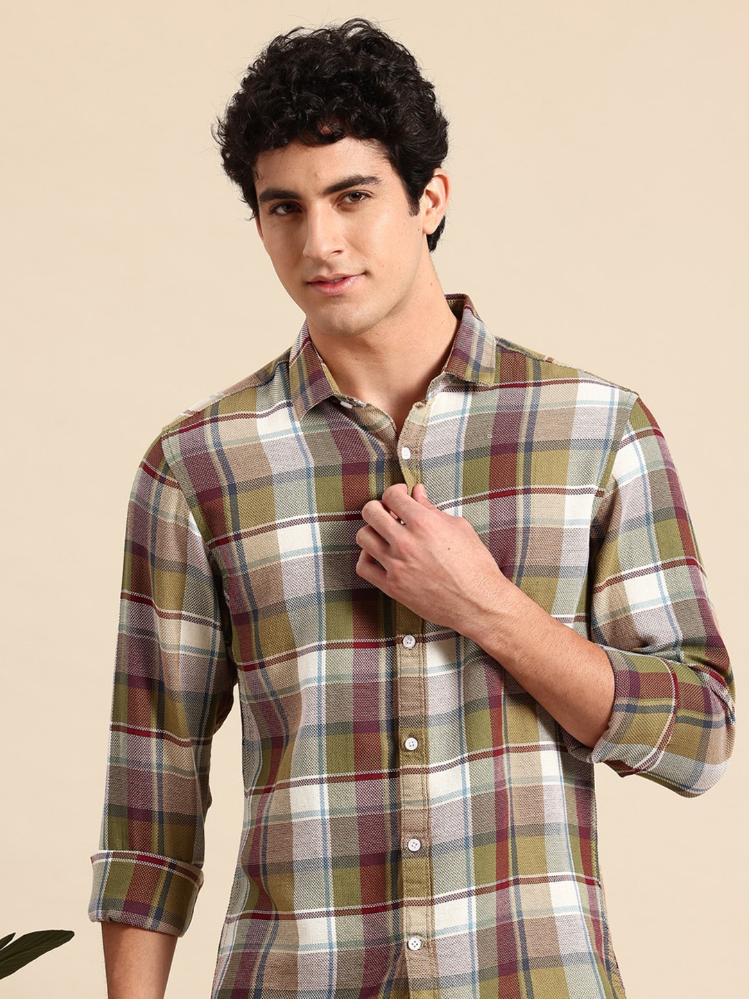 

Mast & Harbour Tartan Checked Casual Shirt, Green