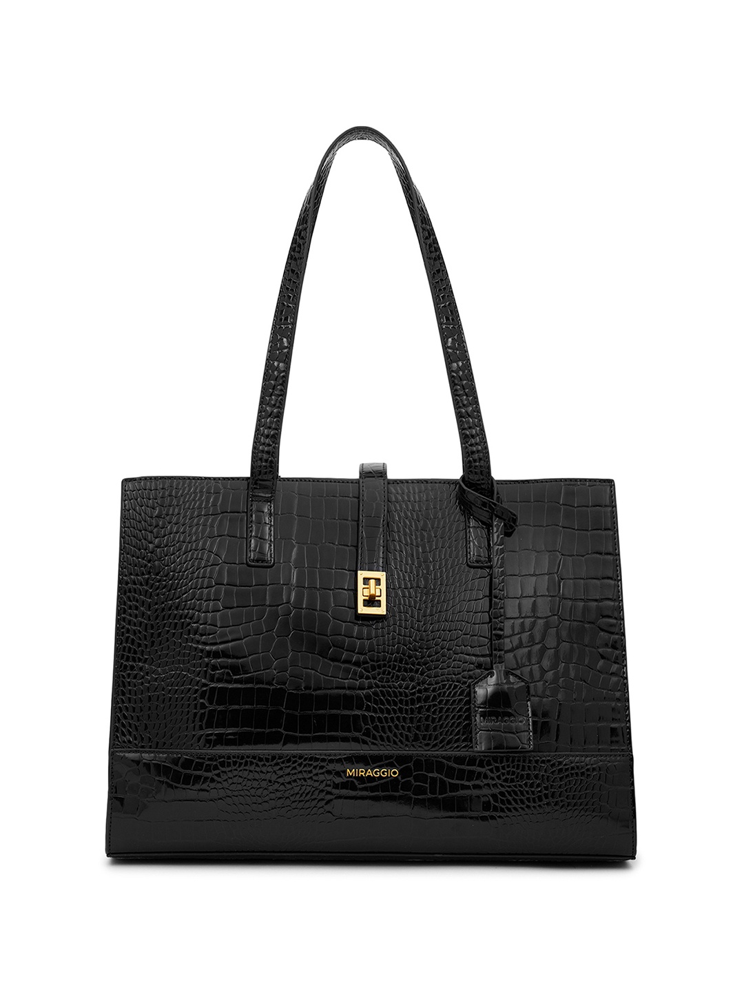 

MIRAGGIO Black PU Audrey Tote Bag