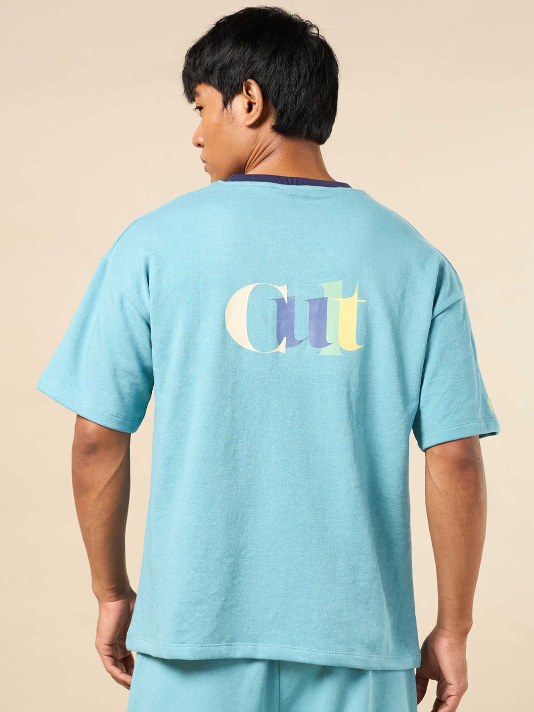 

Cultsport Men Bio Finish Solid Round Neck Cotton Oversized T-shirt, Blue