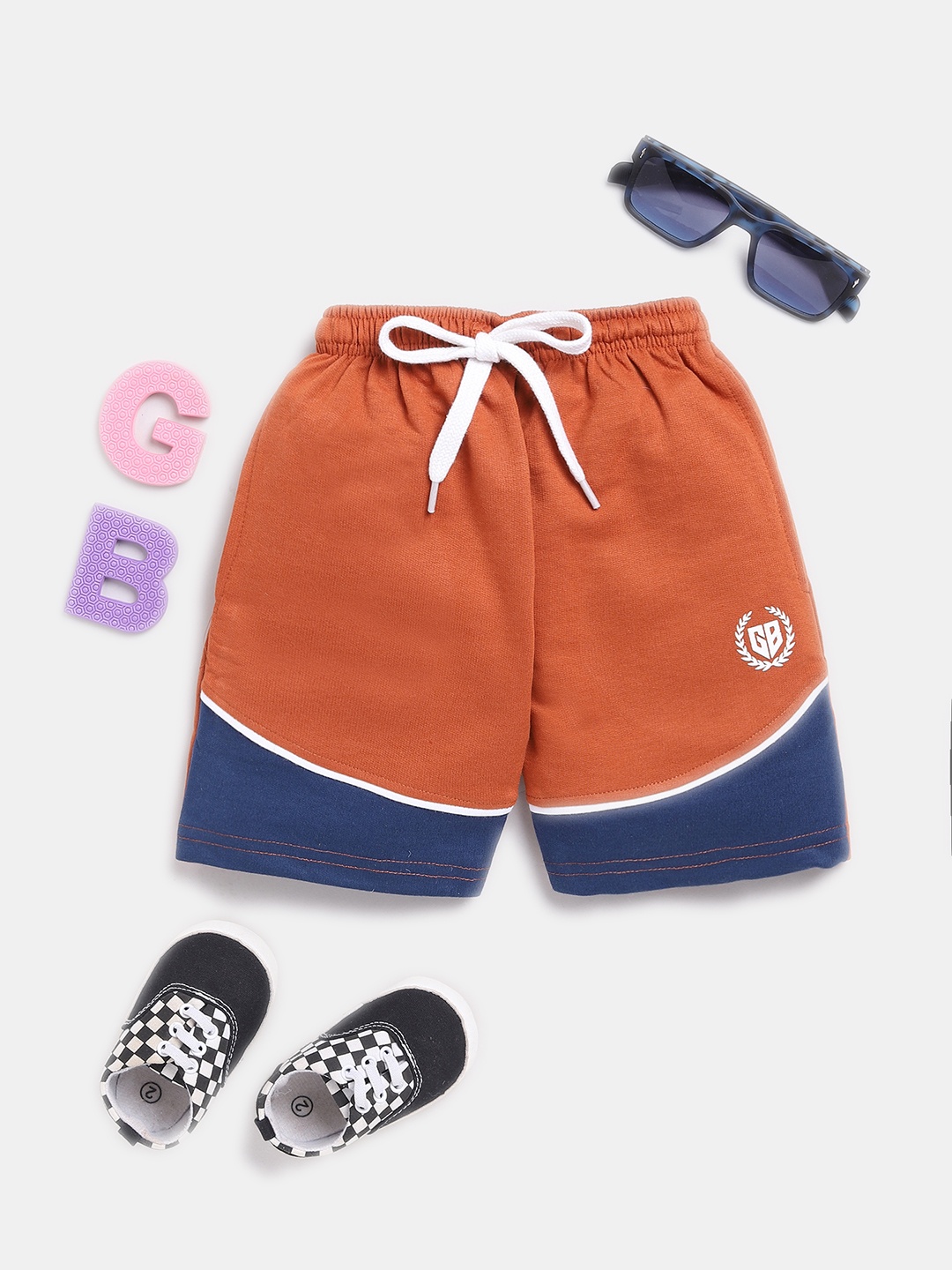 

Here&Now X Game Begins Boys Colourblocked Shorts, Rust