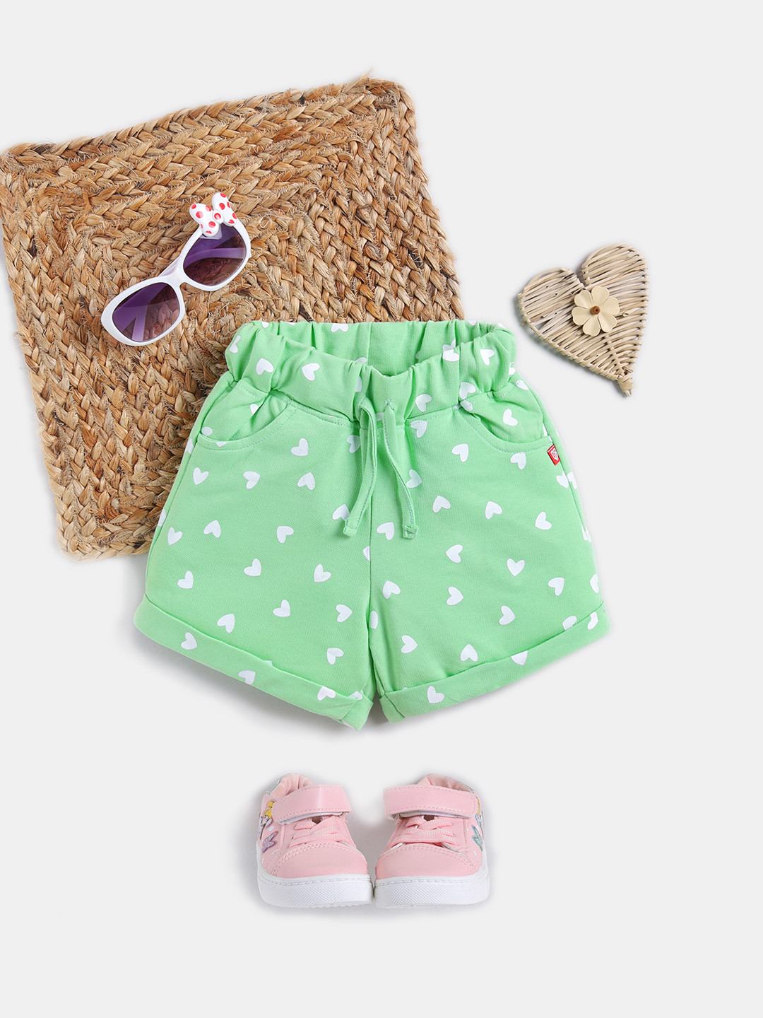 

Here&Now X Game Begins Girls Printed Hot Pants Shorts, Green