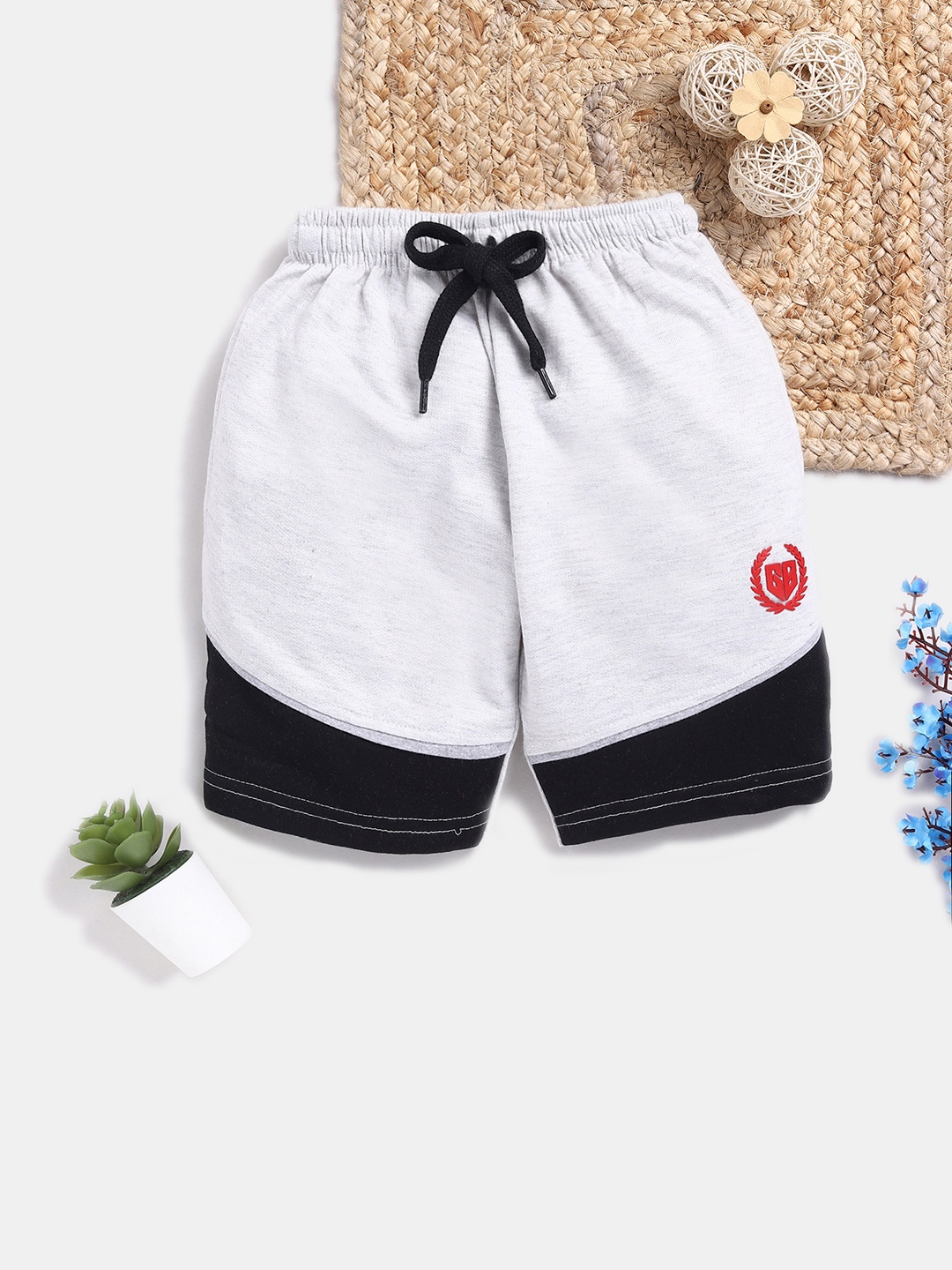 

Here&Now X Game Begins Boys Colourblocked Pure Cotton Shorts, Grey