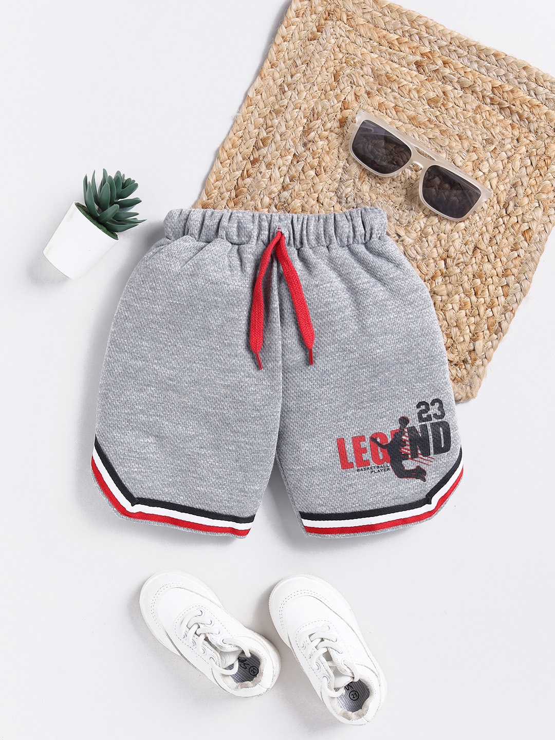 

Here&Now X Game Begins Boys Typography Printed Pure Cotton Shorts, Grey