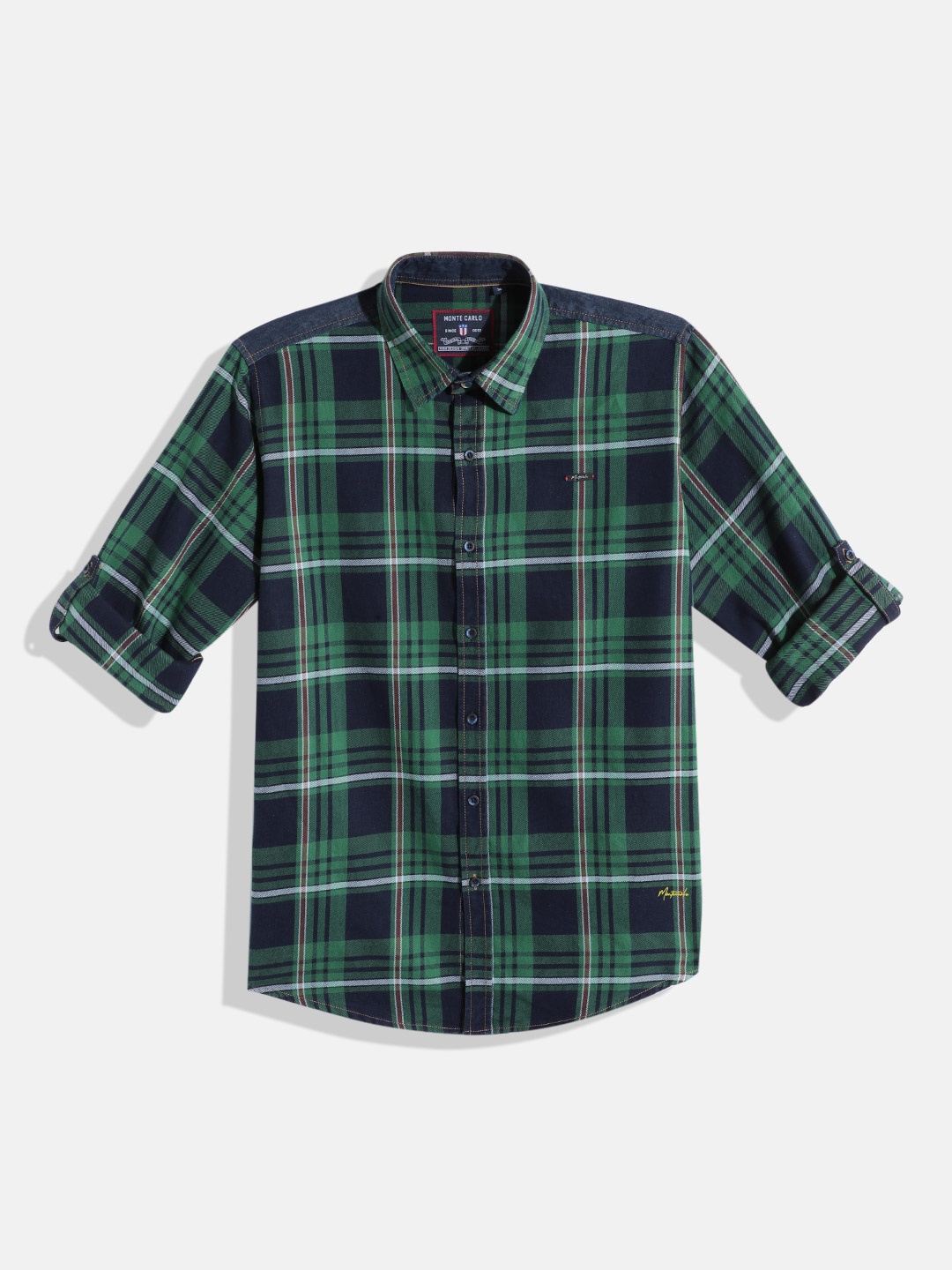 

Monte Carlo Boys Checked Casual Smart Fit Shirt, Green
