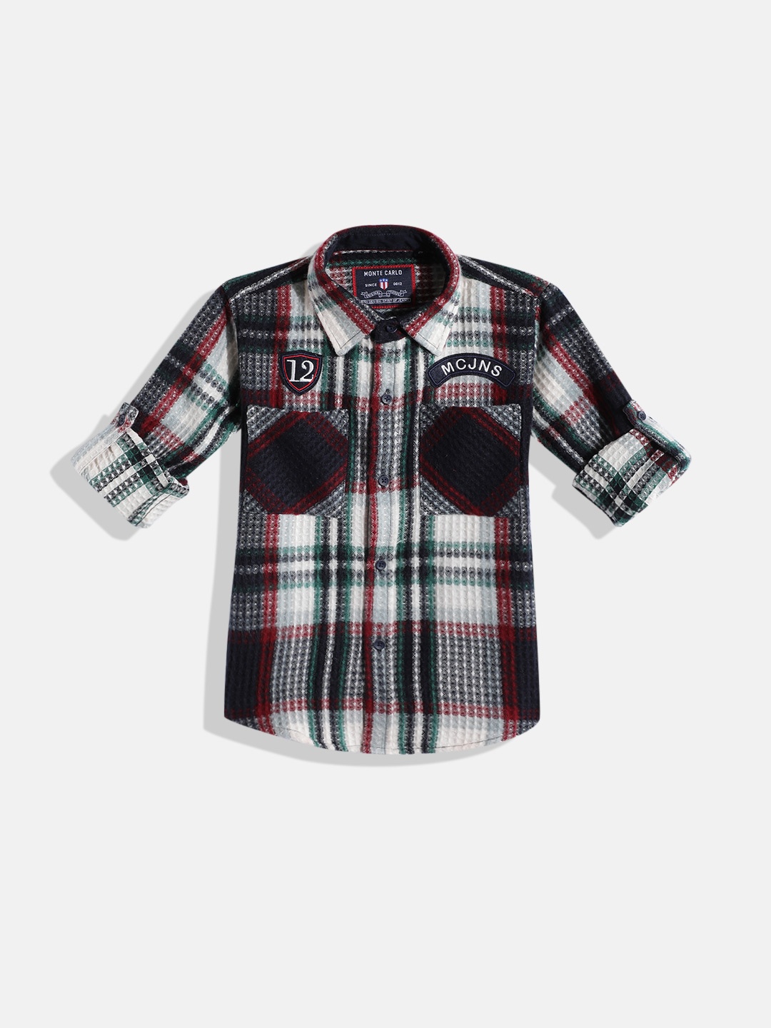 

Monte Carlo Boys Checked Textured Shirt, Navy blue